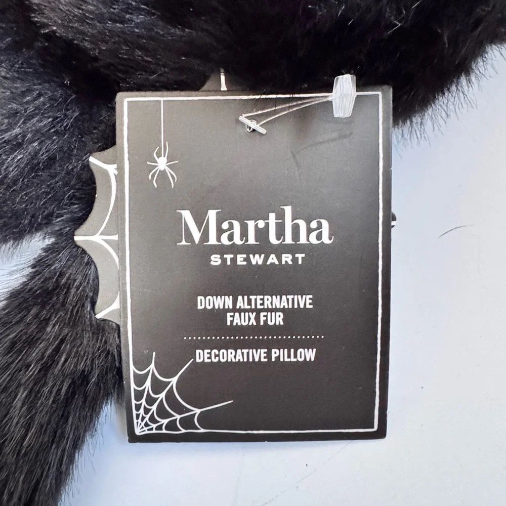 Martha Stewart Black Furry Spider Decorative Pillow